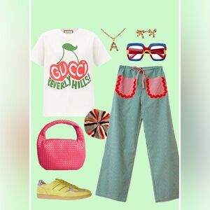 La Veste Green and White Gingham Pants